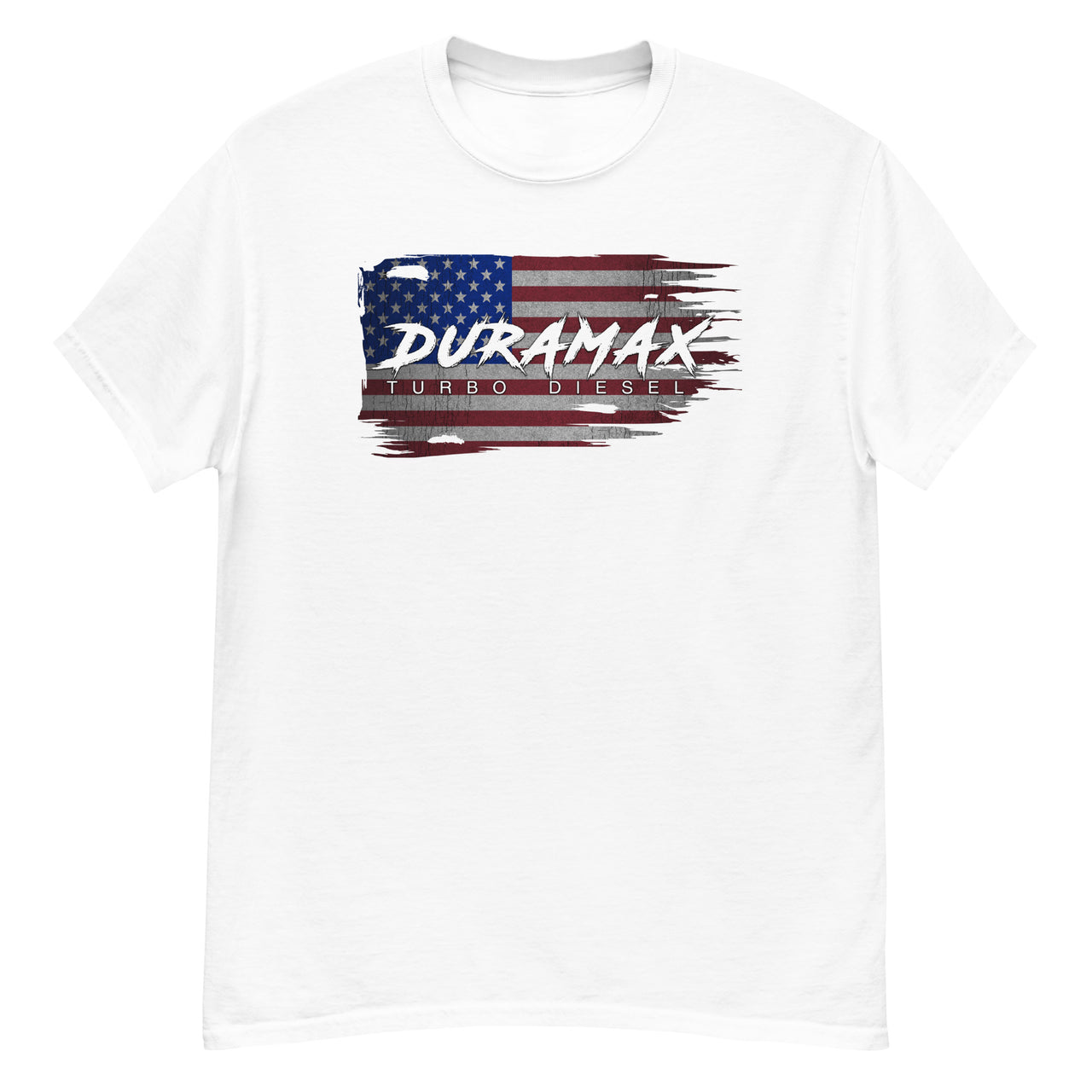 Duramax Diesel T-Shirt American Flag Shirt in white