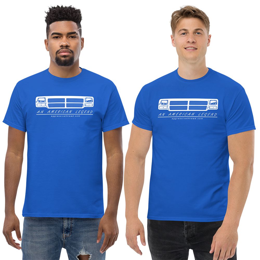 men modeling First Gen Dodge Ram T-Shirt - blue