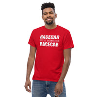 Thumbnail for Funny Racecar Shirt, Car Enthusiast Gift, Drag Racing, or Racecar T-Shirt modeled in red