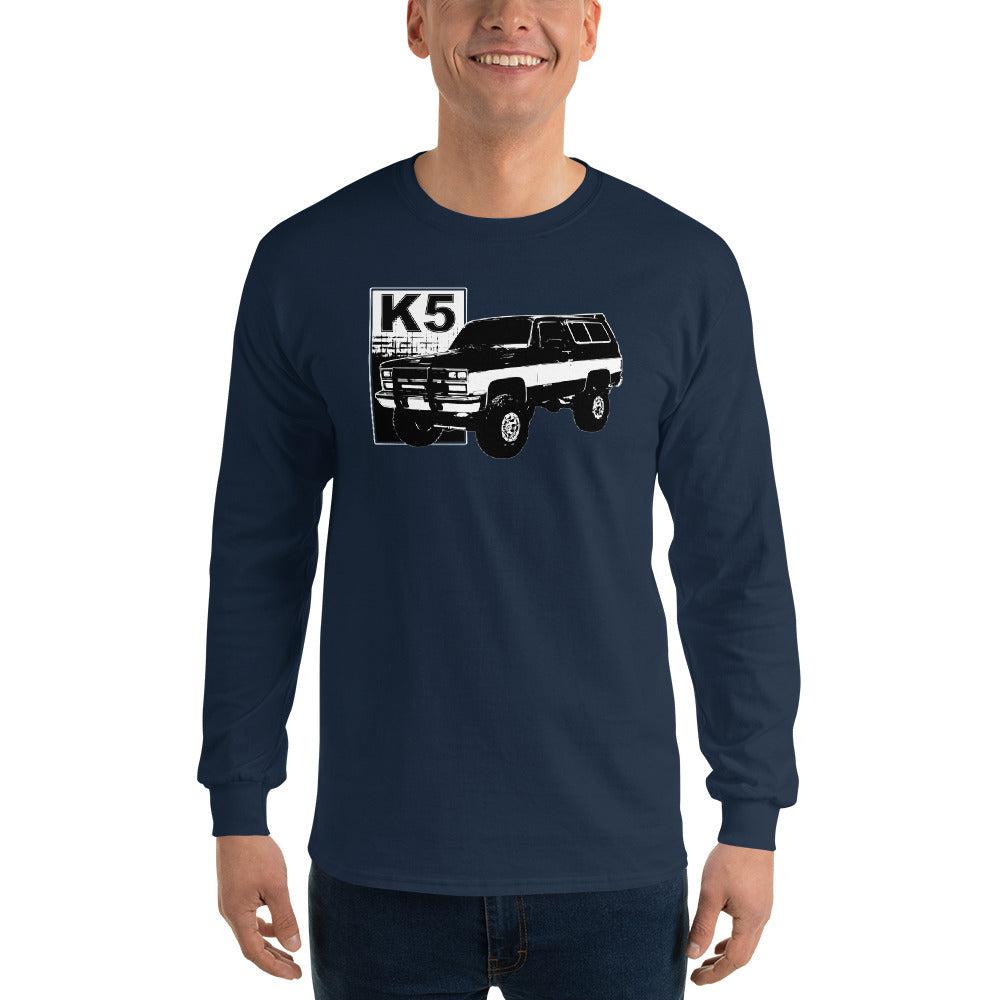 K5 Blazer Long Sleeve T-Shirt modeled in navy