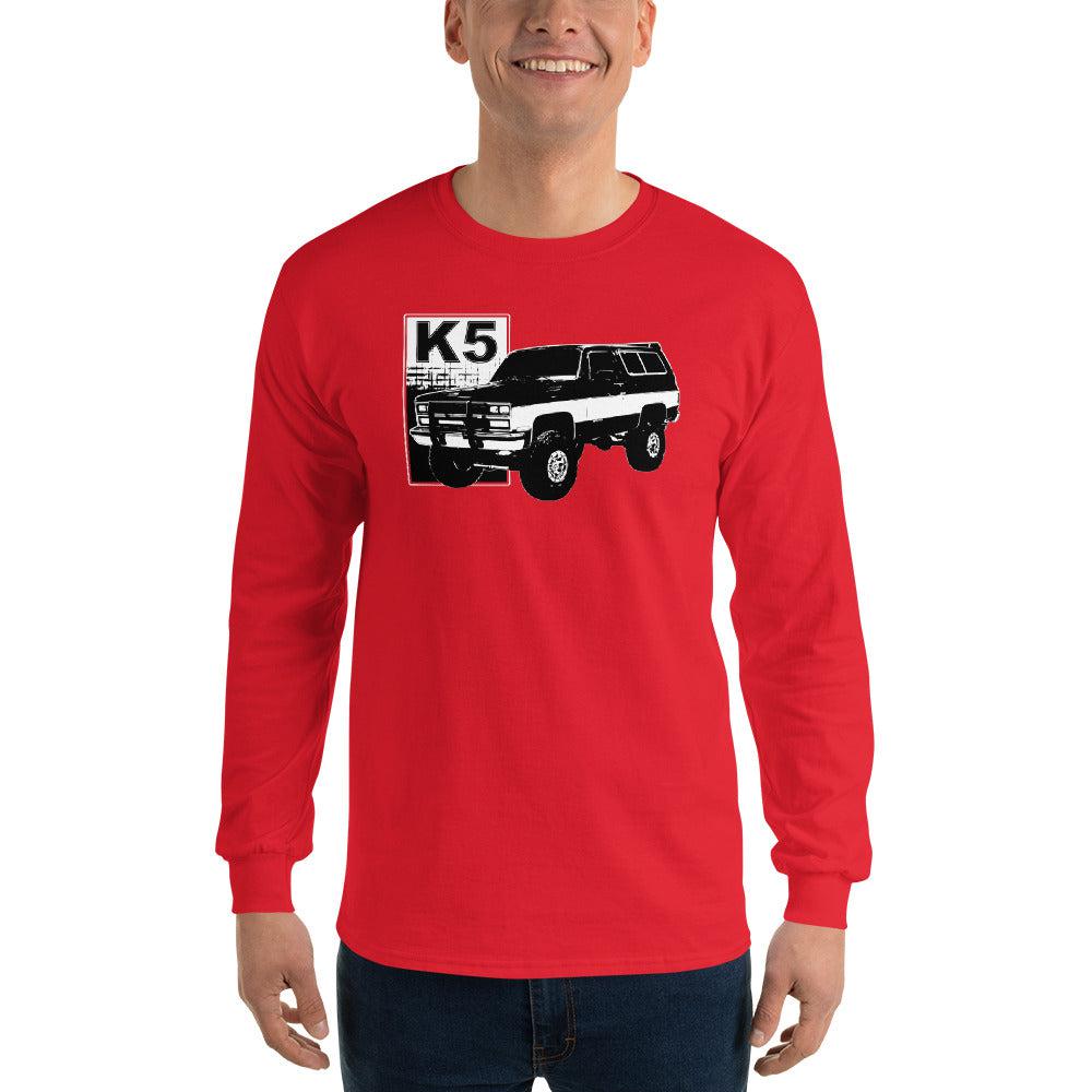 K5 Blazer Long Sleeve T-Shirt modeled in red