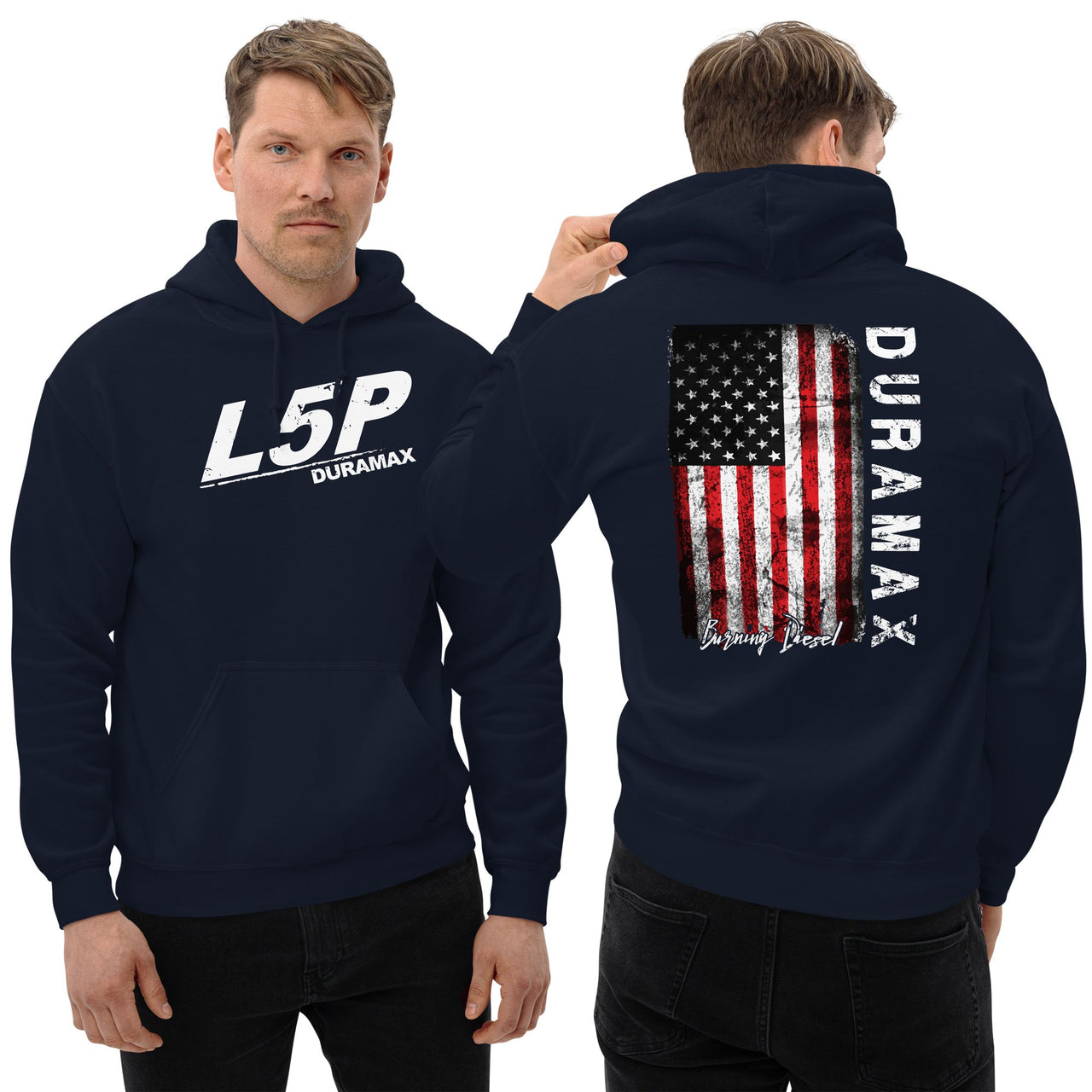 L5p Duramax Hoodie With American Flag Design-In-Black-From Aggressive Thread