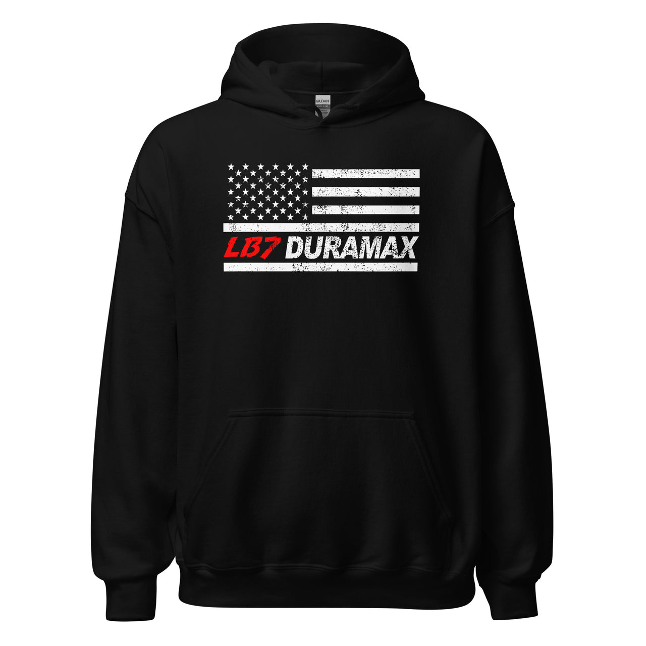 LB7 American Flag Duramax Hoodie Sweatshirt in black
