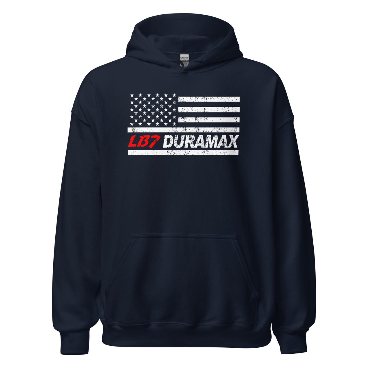 LB7 American Flag Duramax Hoodie Sweatshirt in navy