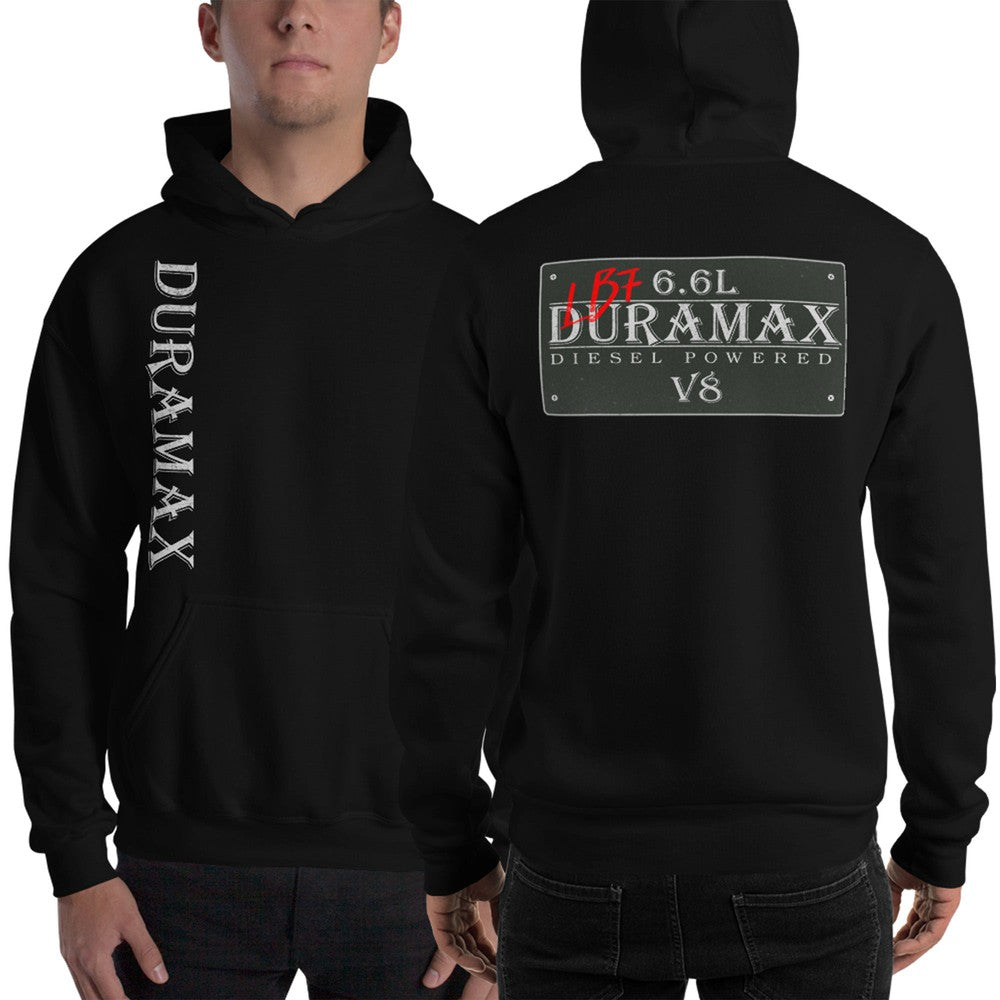 LB7 Duramax Hoodie modeled in black