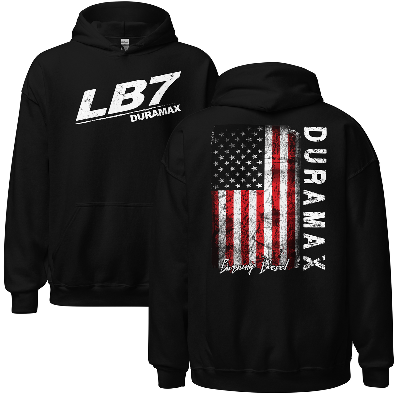 LB7 Duramax Hoodie Sweatshirt With American Flag