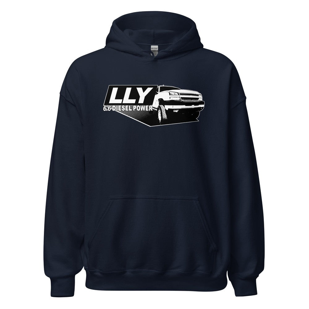 LLY Duramax Hoodie Sweatshirt With Truck-In-Navy-From Aggressive Thread