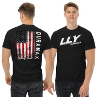 Thumbnail for LLY Duramax T-Shirt With American Flag Design - modeled in color black