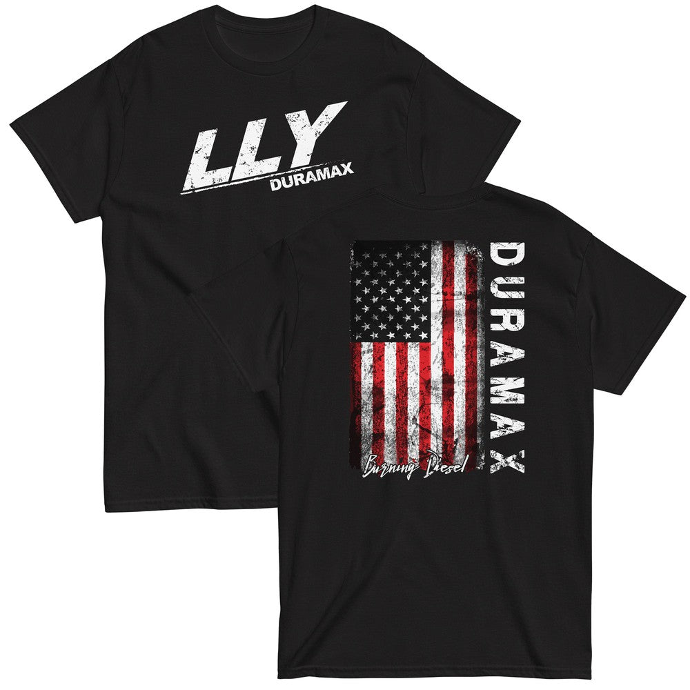 LLY Duramax T-Shirt With American Flag Design - color black