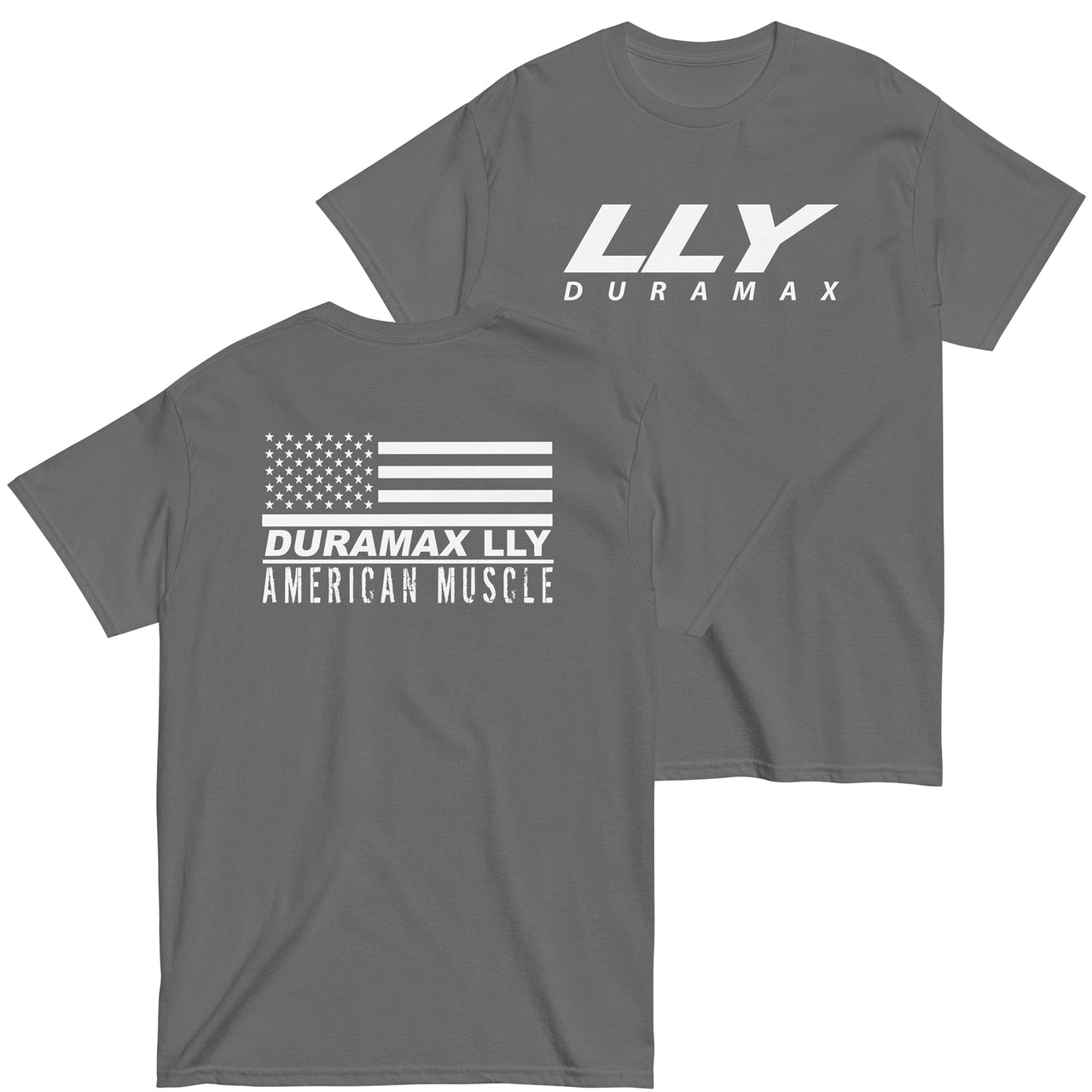 LLY Duramax T-Shirt American Muscle Design Flag - in charcoal