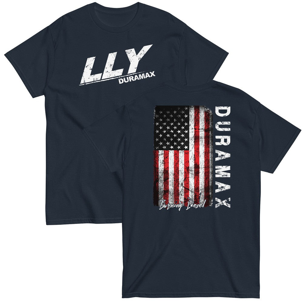 LLY Duramax T-Shirt With American Flag Design - color navy
