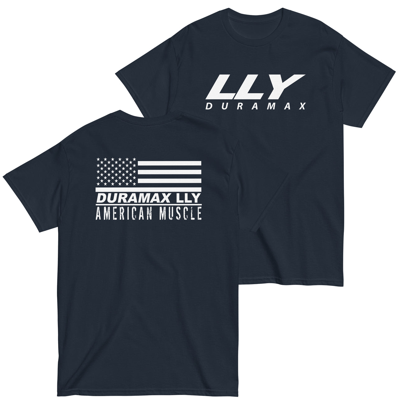 LLY Duramax T-Shirt American Muscle Design Flag - in navy