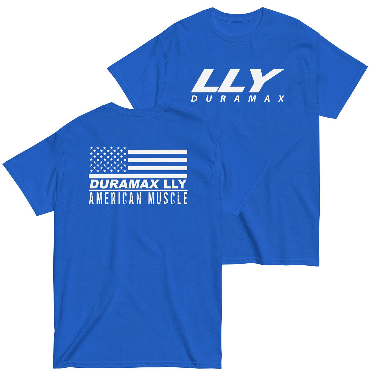 LLY Duramax T-Shirt American Muscle Design Flag - in royal