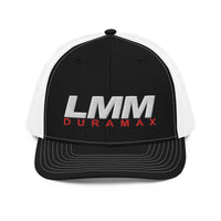 Thumbnail for lmm-duramax-trucker-cap-black-back-trucker-cap-black-white-front