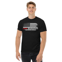 Thumbnail for LMM Duramax T-Shirt With American Flag Design - modeled in black on man 2