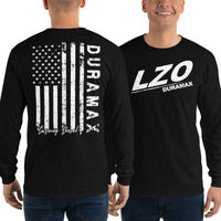 Thumbnail for LZO Duramax Long Sleeve Shirt With American Flag Design modeled in black