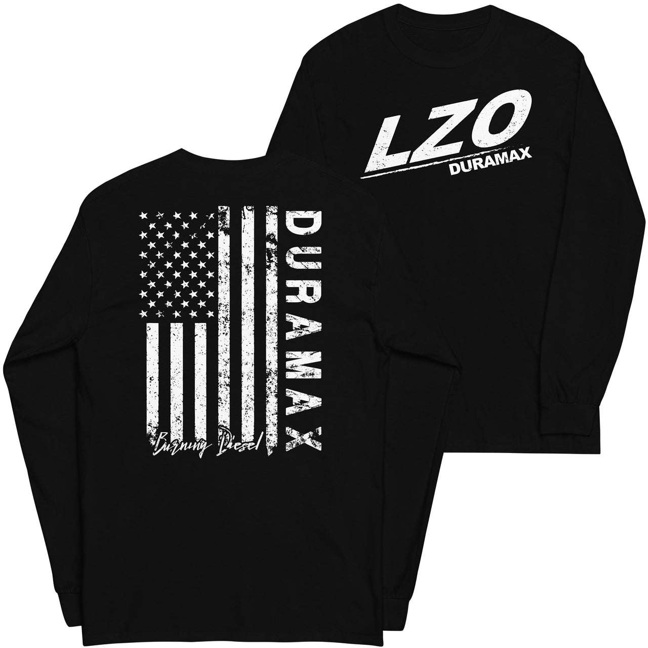 LZO Duramax Long Sleeve Shirt With American Flag Design in black