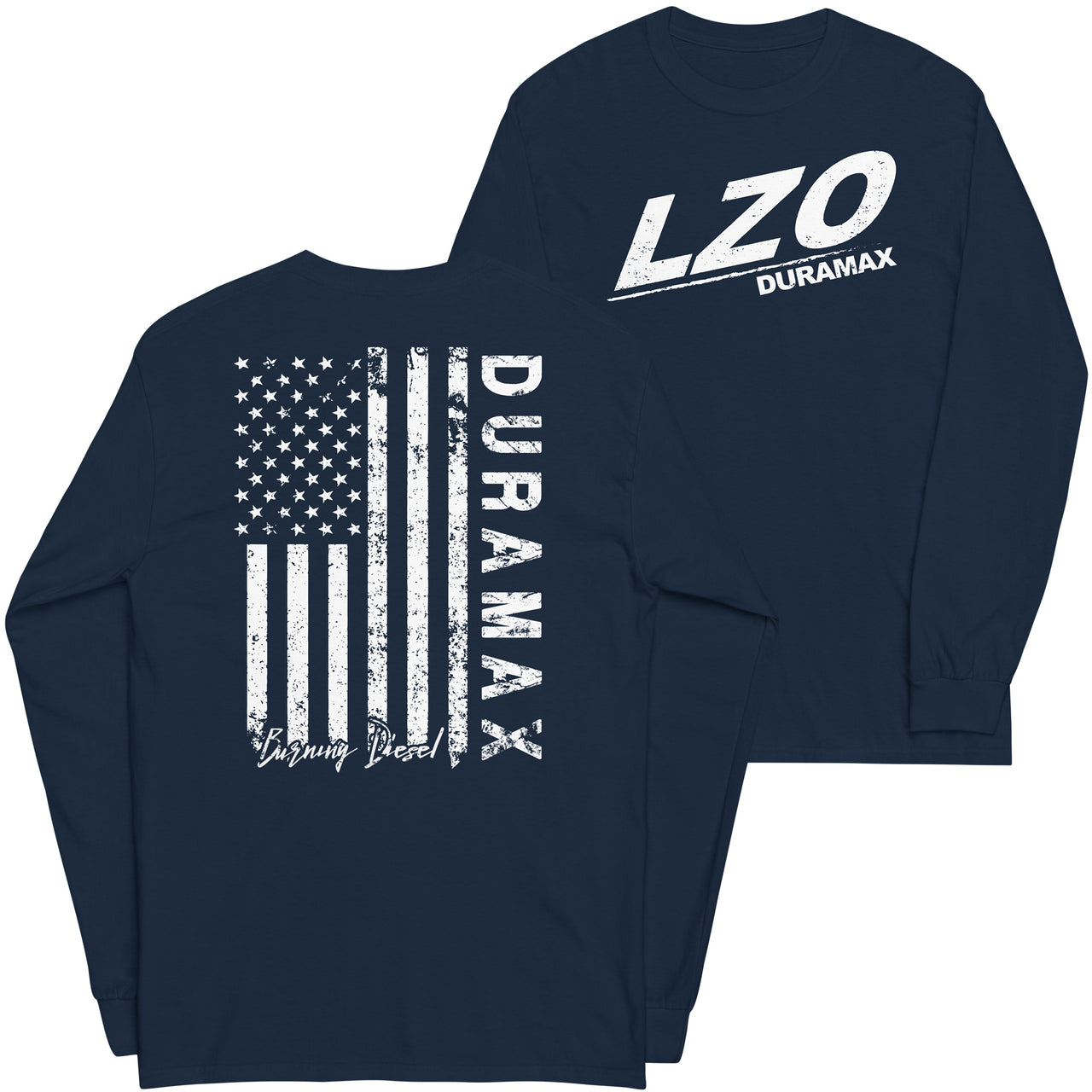 LZO Duramax Long Sleeve Shirt With American Flag Design in navy