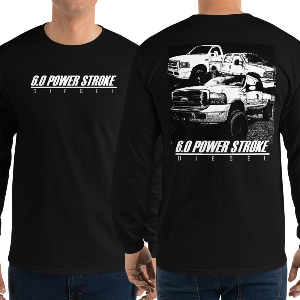 man modeling 6.0 Power Stroke Trucks Long Sleeve Shirt - black