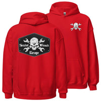 Thumbnail for Twisted Wrench Garage Mechanic Hoodie Sweatshirt in red