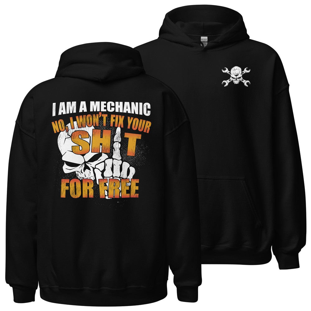 Mechanic Hoodie Sweatshirt - Wont Fix For Free - in black 