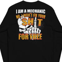 Thumbnail for Mechanic Gift Long Sleeve Shirt Back Close-Up In Black
