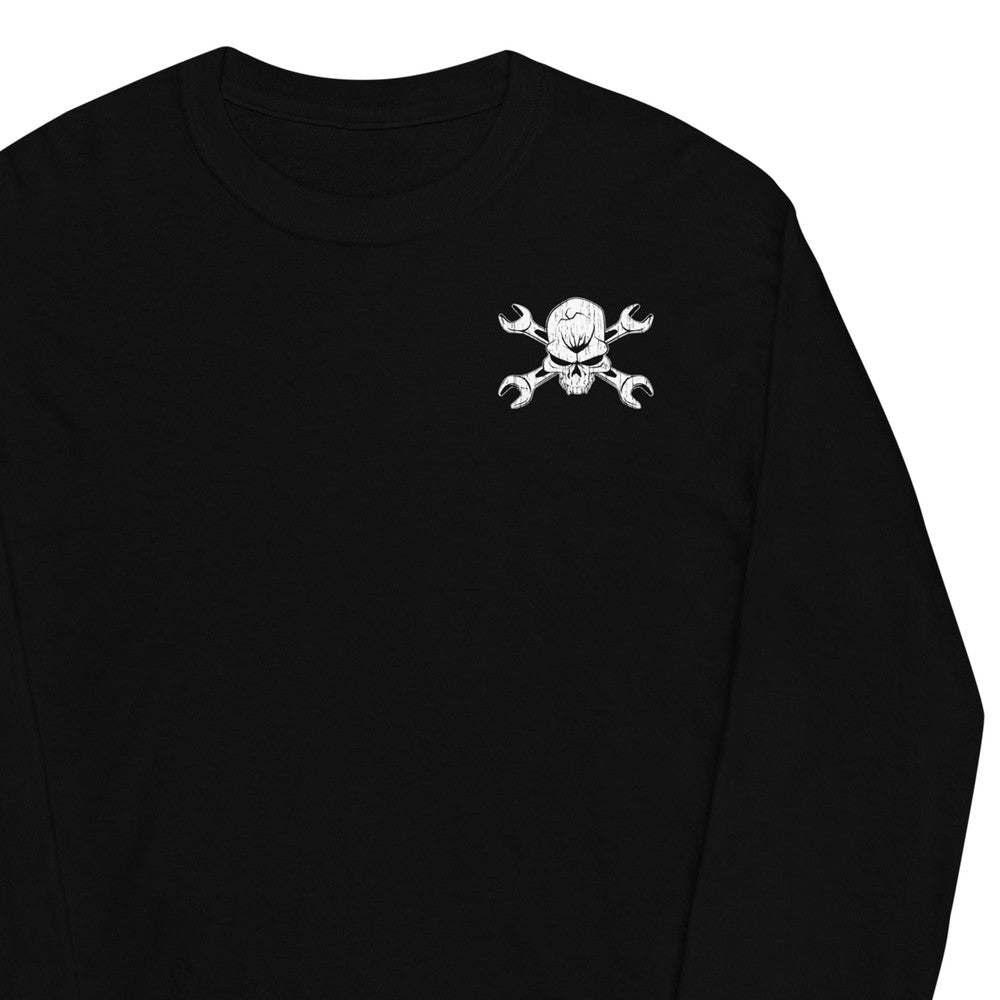 Mechanic Gift Long Sleeve Shirt Front Close-Up In Black