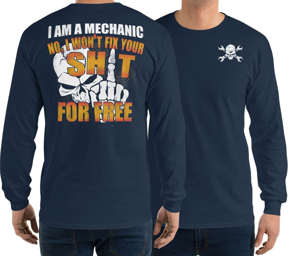 Mechanic Gift Long Sleeve Shirt modeled In Navy