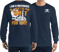 Thumbnail for Mechanic Gift Long Sleeve Shirt modeled In Navy