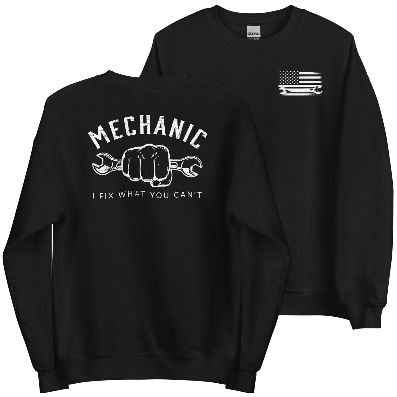 Mechanic Sweatshirt - I Fix What You Cant - Crew Neck - in black