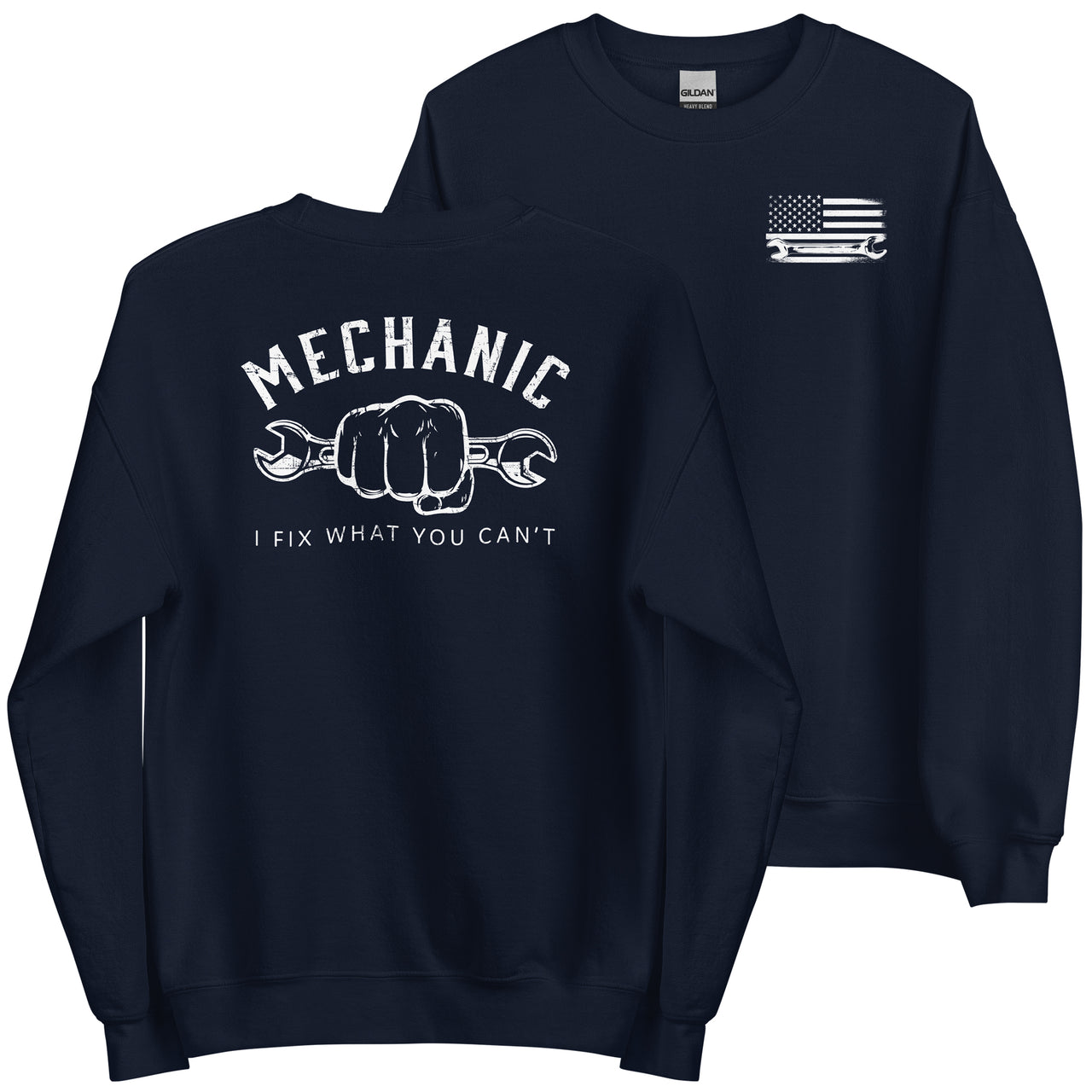 Mechanic Sweatshirt - I Fix What You Cant - Crew Neck - in navy