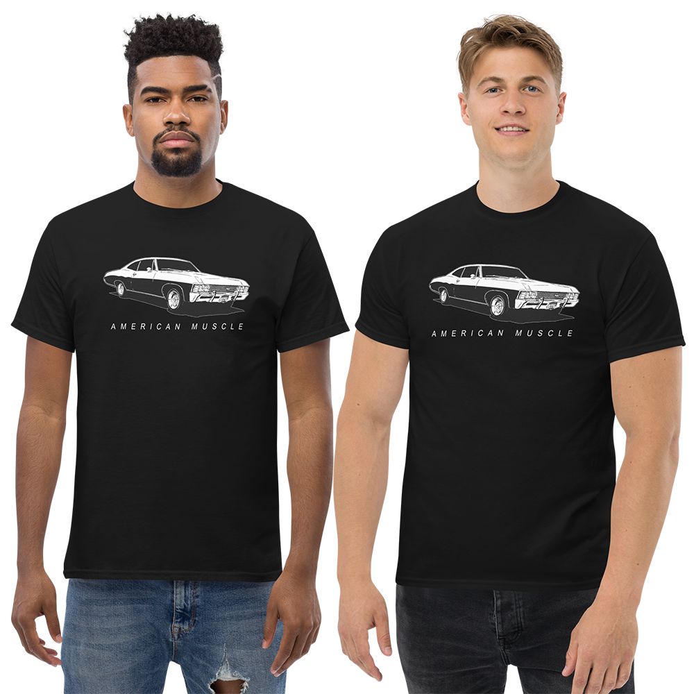 men modeling 1967 Impala T-Shirt in black