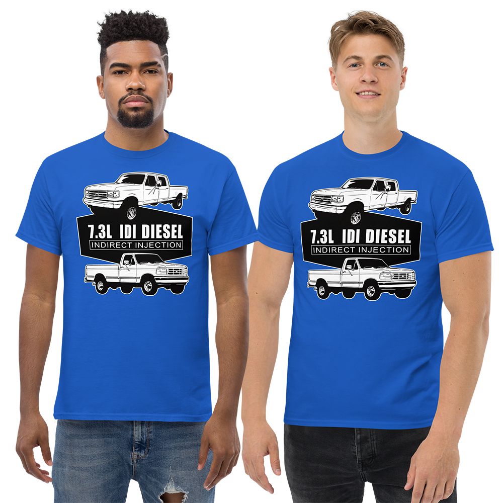 men-modeling-73-IDI-Diesel-Truck-t-shirt-in-royal-blue