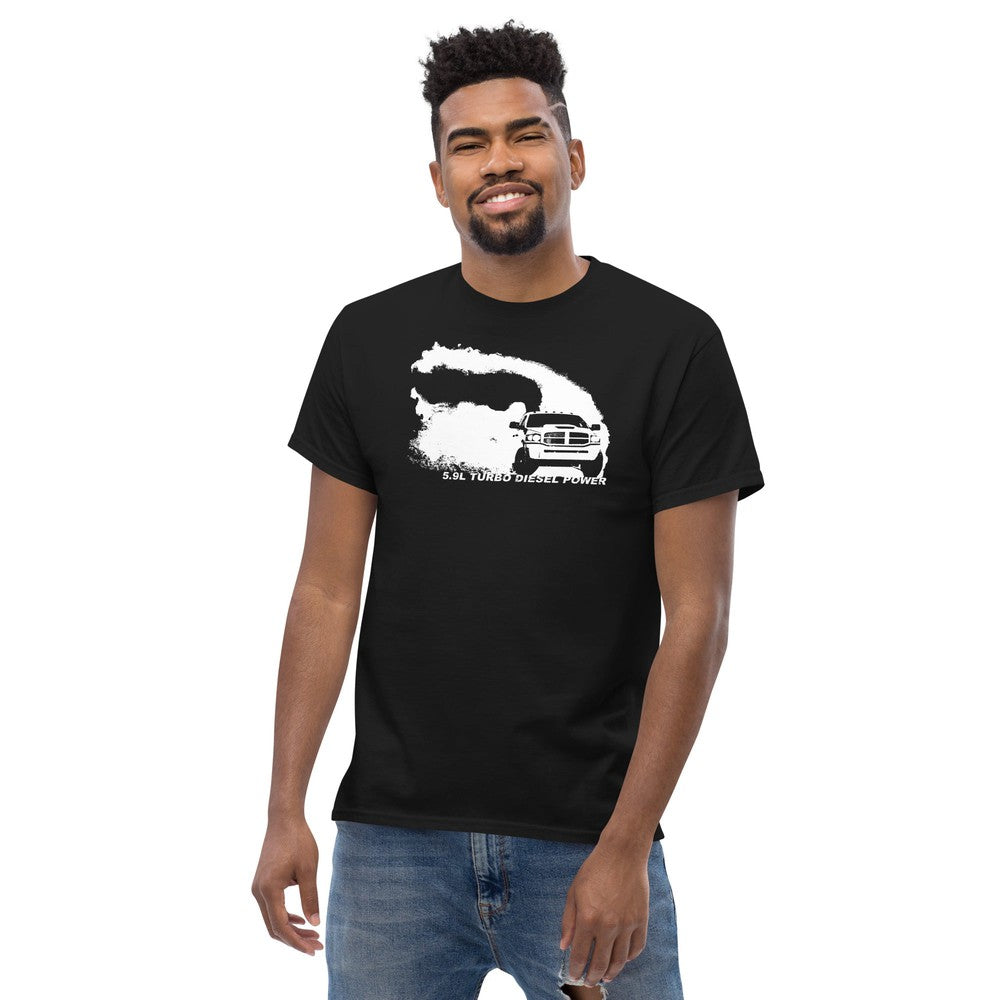 3rd Gen 5.9l Diesel Truck T-Shirt With Rolling Coal Burnout-In-Black-From Aggressive Thread