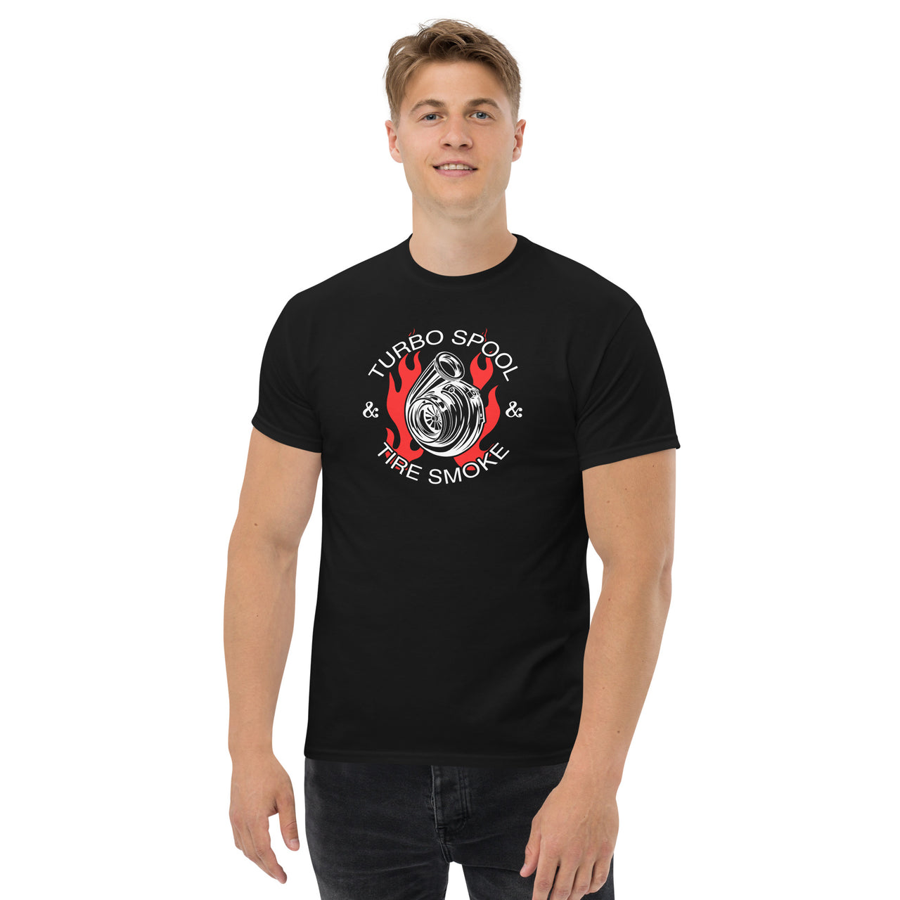 Turbo Spool And Tire Smoke T-Shirt-In-Black-From Aggressive Thread