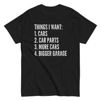 Thumbnail for Funny Car Enthusiast T-Shirt Things I Want in black
