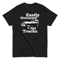 Thumbnail for black Square Body Truck T-Shirt - Easily Distracted By Old Trucks