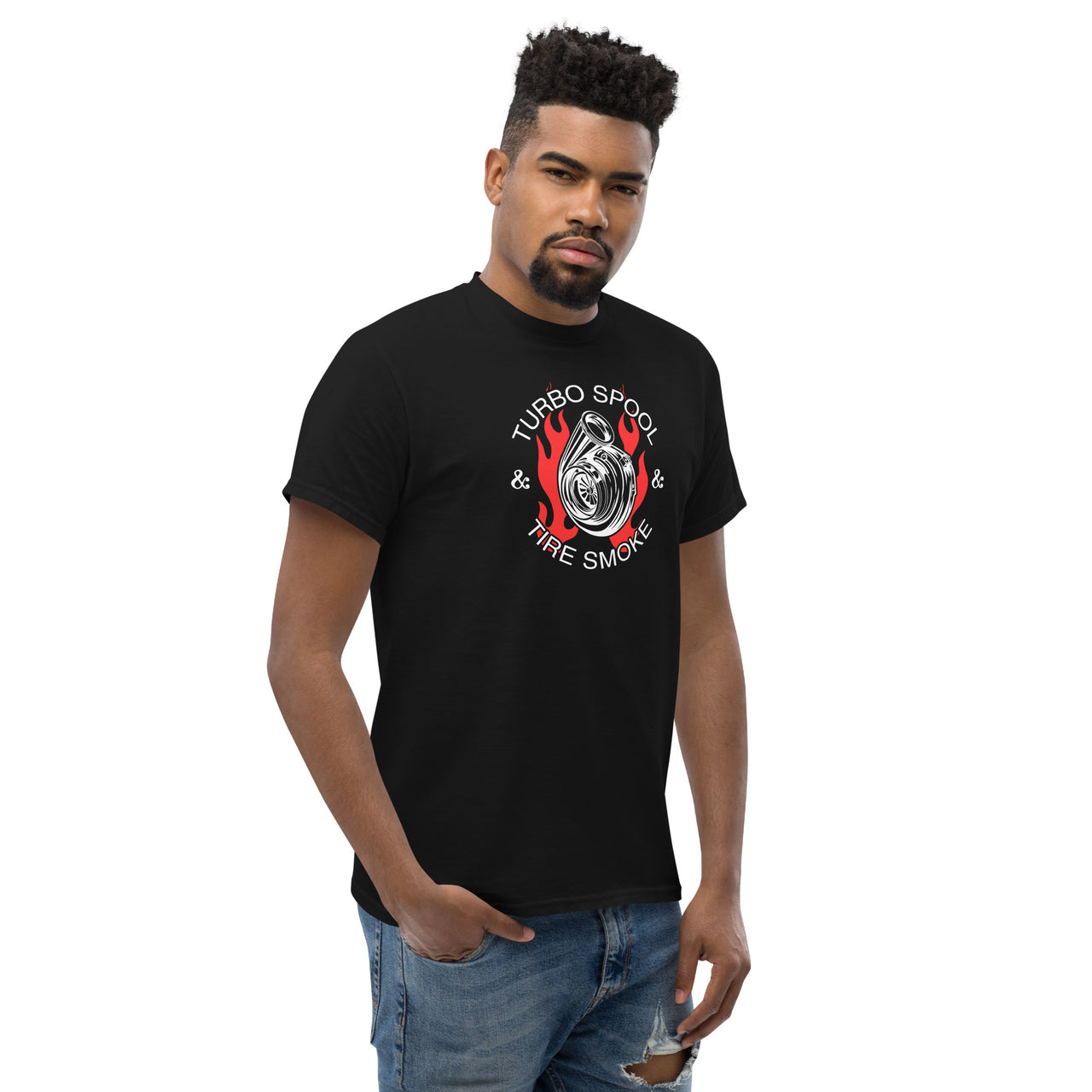 Turbo Spool And Tire Smoke T-Shirt-In-Black-From Aggressive Thread