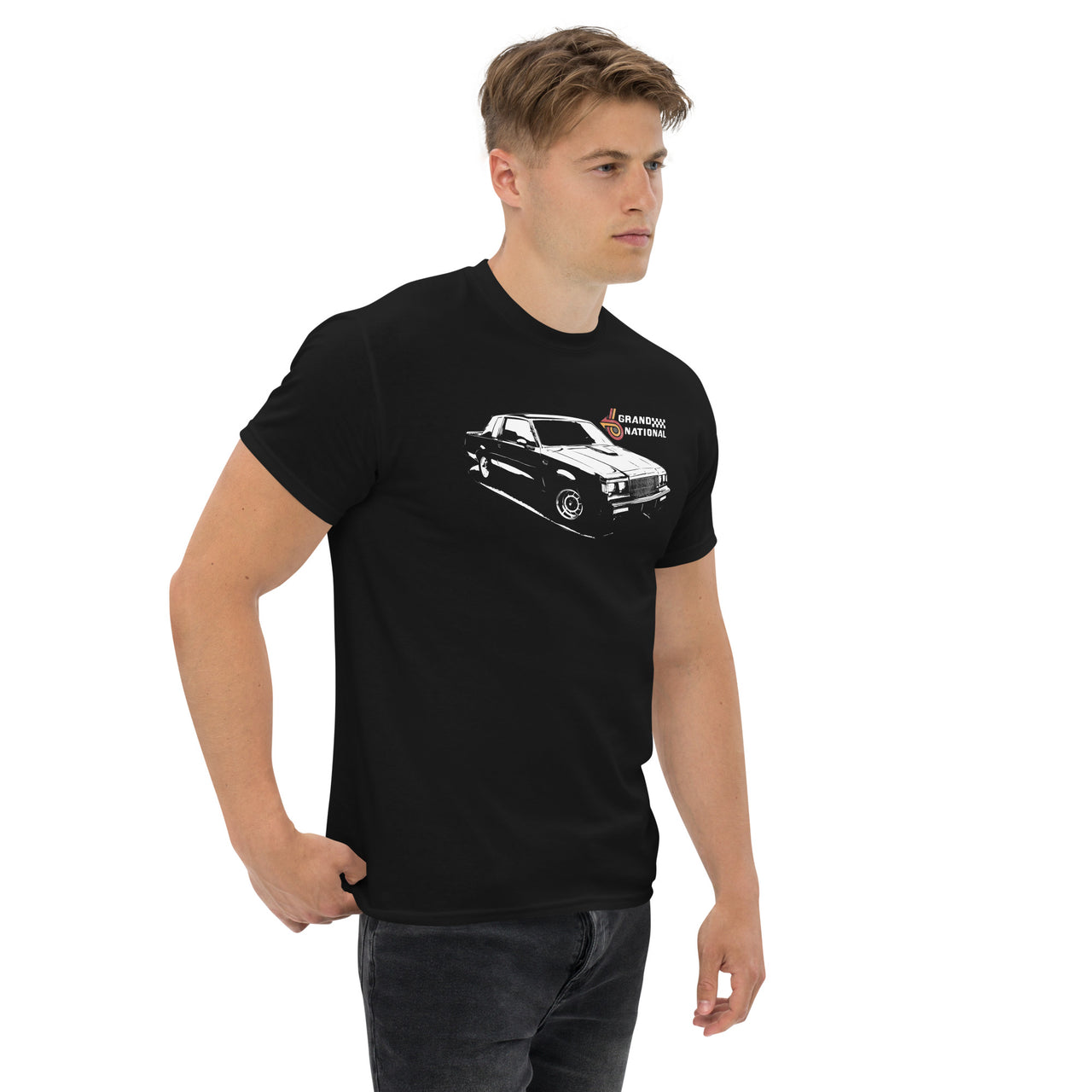 Grand National T-Shirt modeled in Black