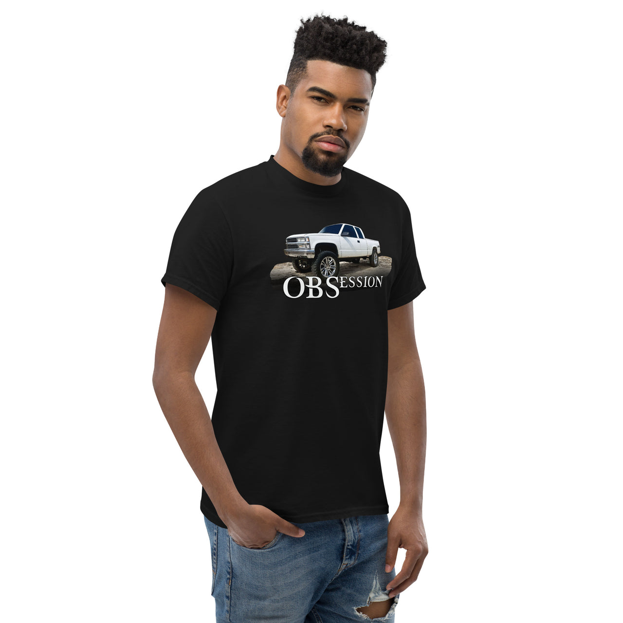 OBS Truck T-Shirt Lifted K1500 modeled In Black