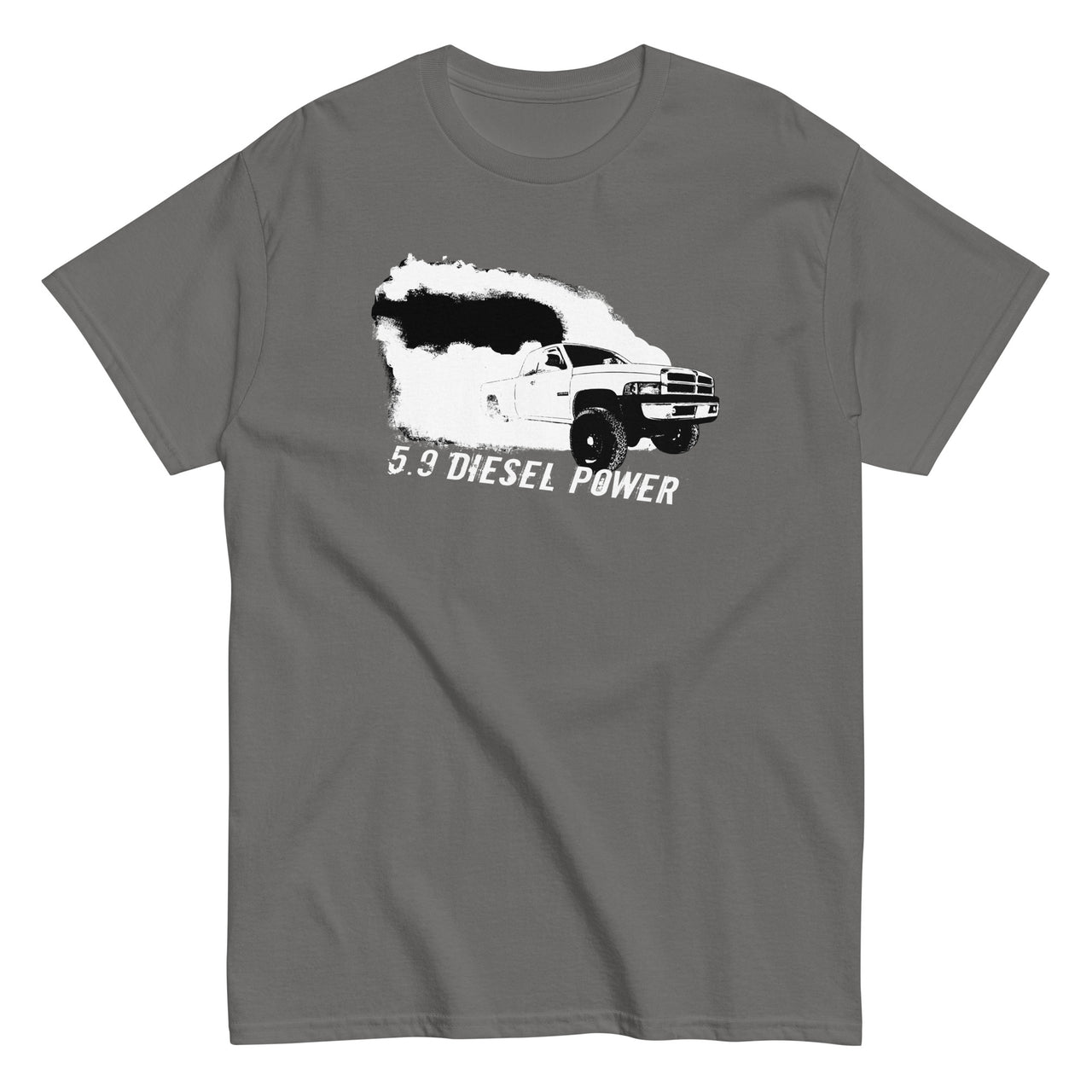 2nd Gen 5.9 Diesel Burnout Rolling Coal T-Shirt in grey