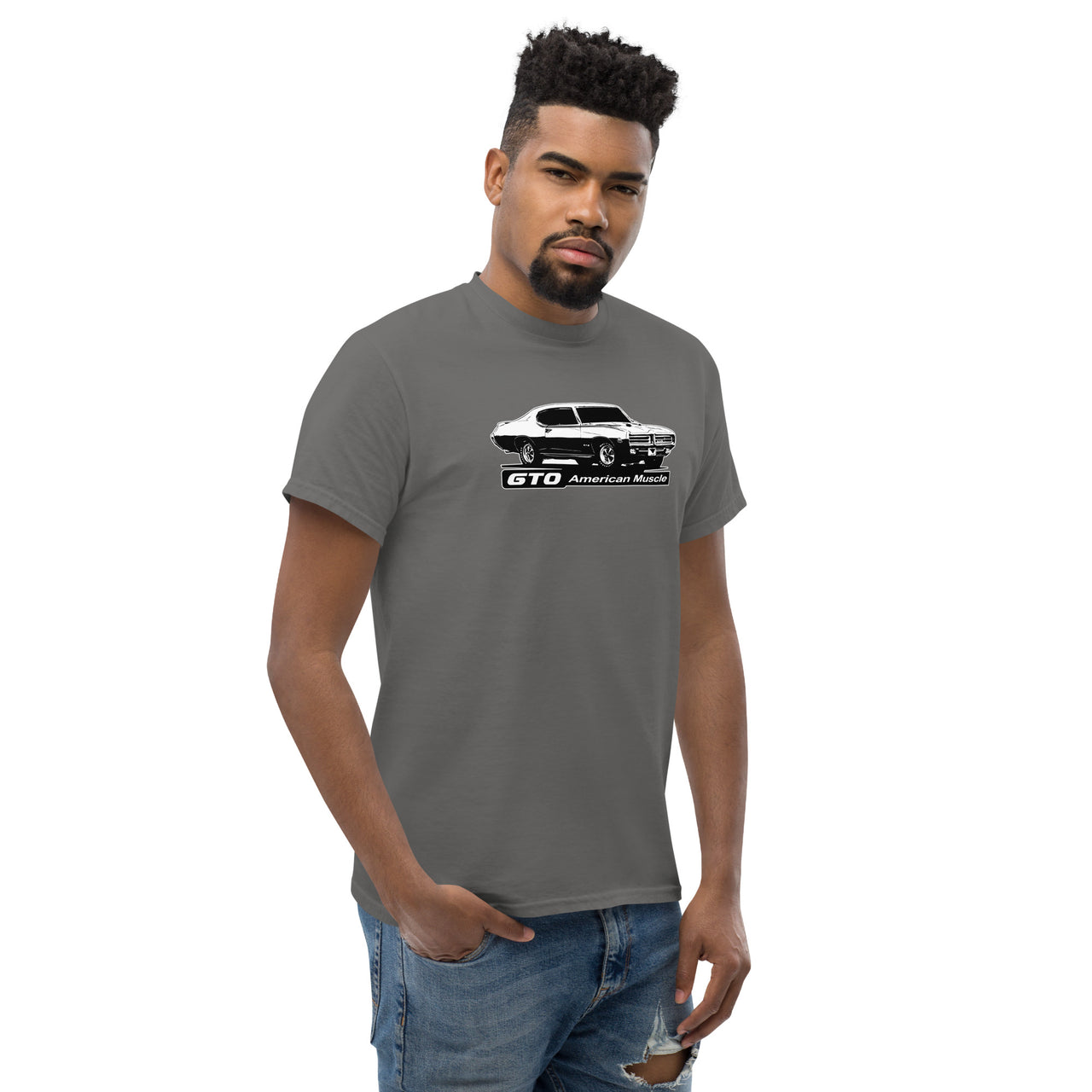 1969 GTO T-Shirt modeled in grey