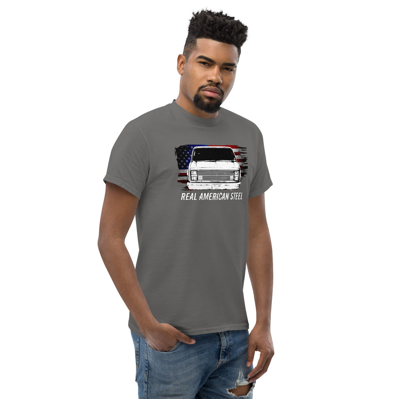 C10 Square Body T-Shirt modeled in grey
