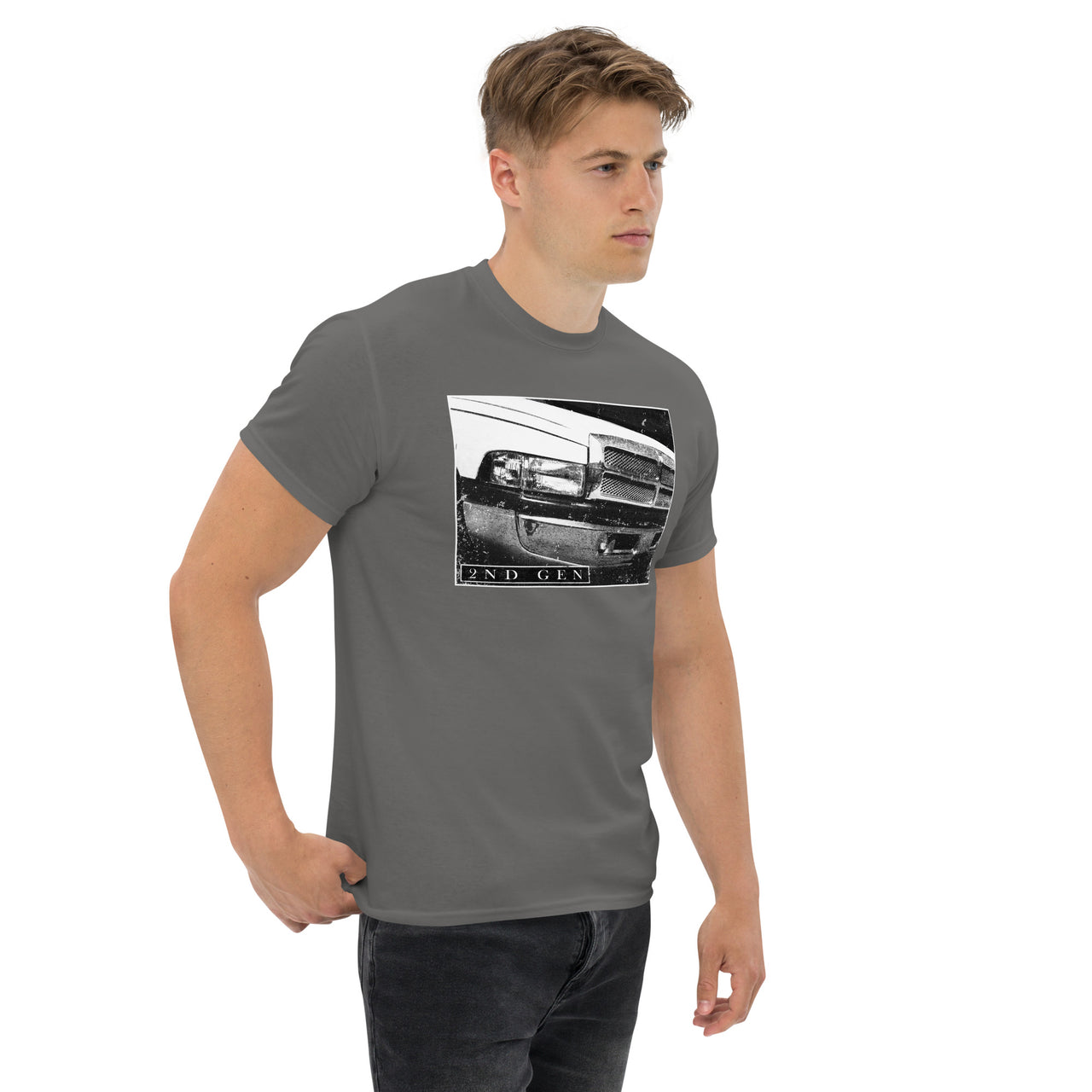 2nd Gen Truck Front End T-Shirt - modeled in grey