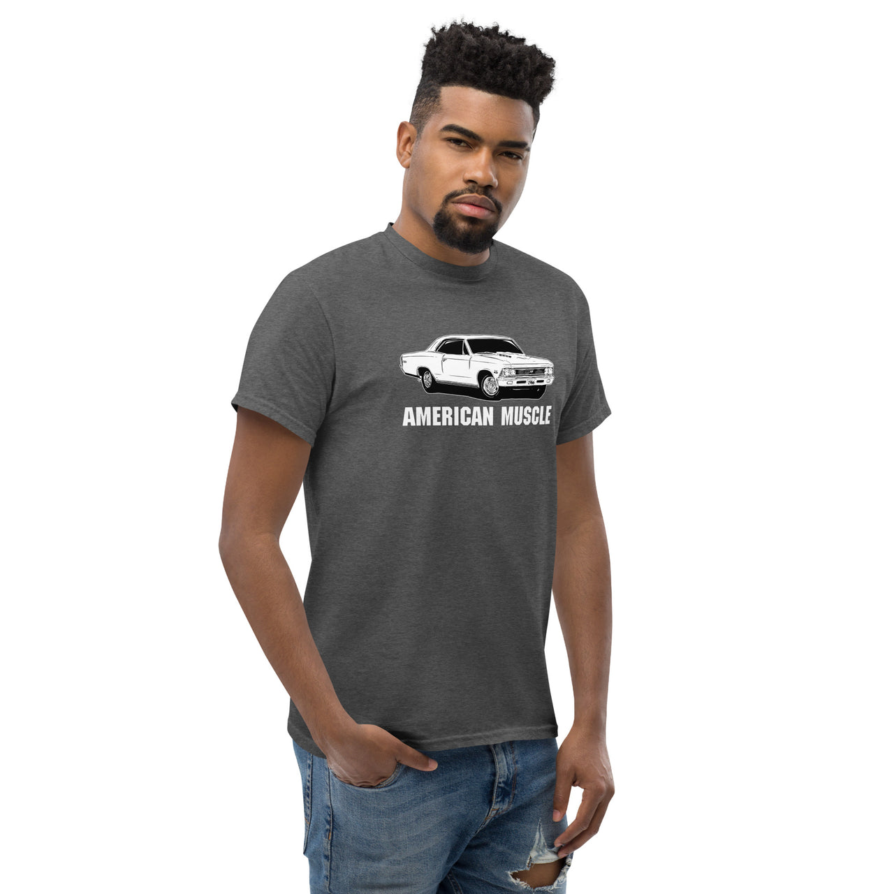 1966 Chevelle T-Shirt, American Muscle Car Tee-In-Black-From Aggressive Thread