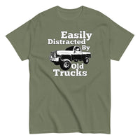 Thumbnail for military green Square Body Truck T-Shirt - Easily Distracted By Old Trucks