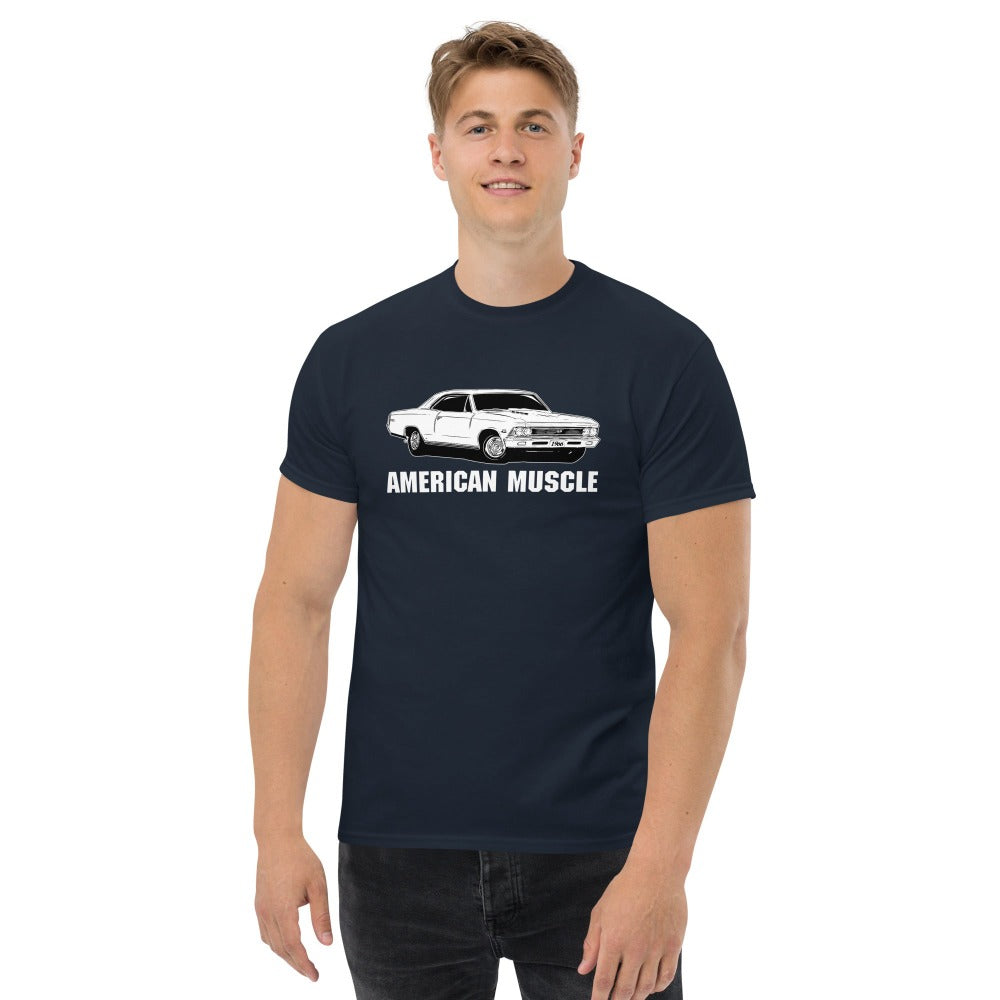 man modeling a 1966 Chevelle T-Shirt in navy