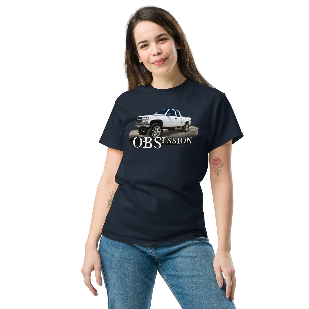 OBS Truck T-Shirt Lifted K1500 modeled in navy