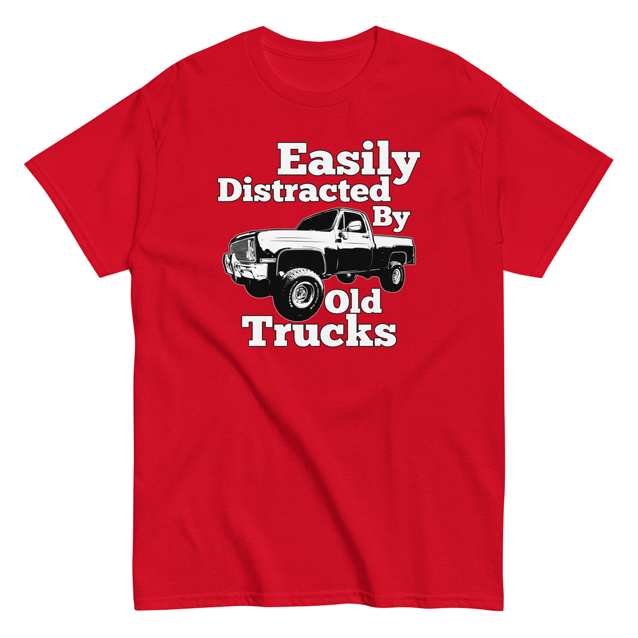 red Square Body Truck T-Shirt - Easily Distracted By Old Trucks
