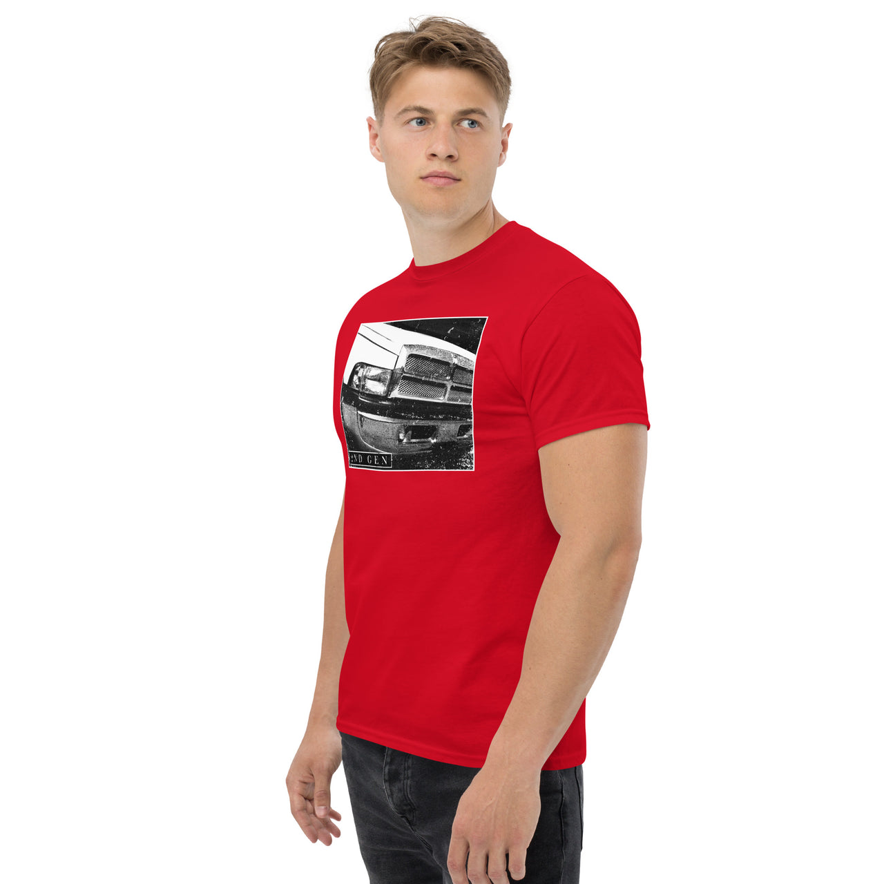 2nd Gen Truck Front End T-Shirt - modeled in red
